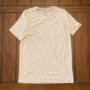 UNDER ARMOUR TEE, FITTED, HEATGEAR, THREADBORNE, WORN, SILVER/WHITE, MEDIUM